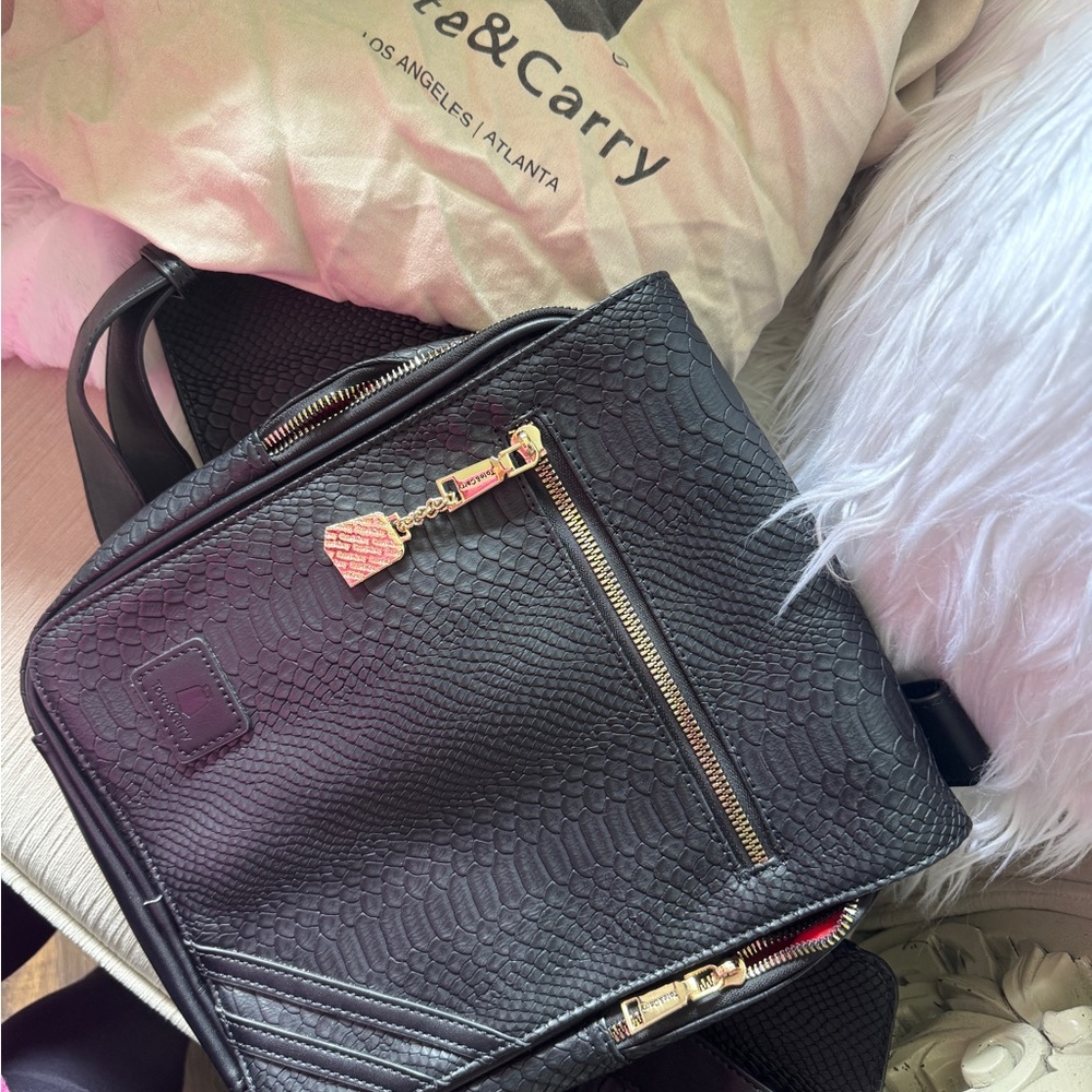 Tote & Carry Harness Backpack Black “Snakeskin” with Gold Accents
